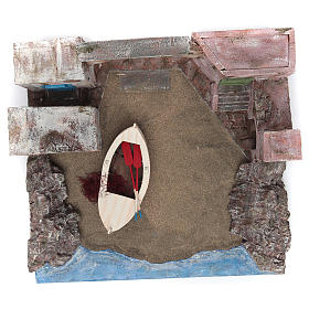 Ambientazione mare con barca 26x49x45 cm presepe 10 cm