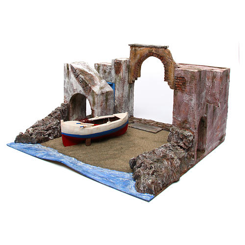 Ambientazione spiaggia 31x58x55 cm per presepe 12 cm 3