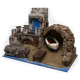 Ambientazioni, botteghe, case, pozzi: Ambientazione presepe spiaggia con barca Ambientazioni, botteghe, case, pozzi: Ambientazione presepe spiaggia con barca