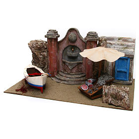 Ambientazioni, botteghe, case, pozzi: Ambientazione presepe banco pesce e barca Ambientazioni, botteghe, case, pozzi: Ambientazione presepe banco pesce e barca