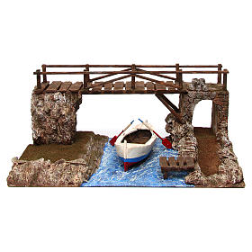 Krippenszenerie Brücke mit Boot