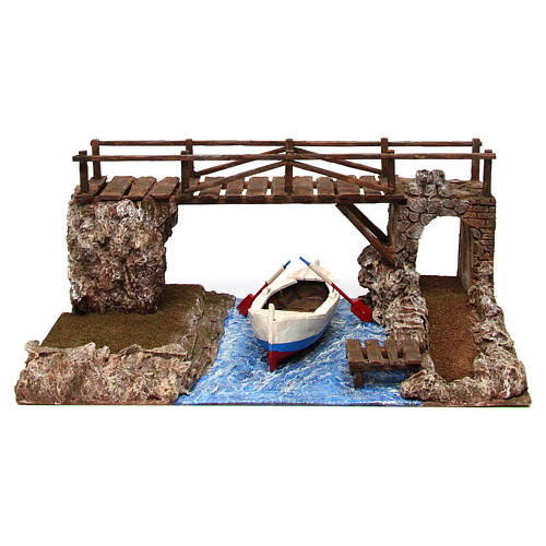 Ambientazione ponte con barca 22x49x29 per statue 10 cm 1