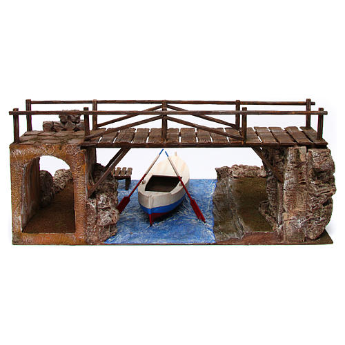 Krippenszenerie Brücke mit Boot 5