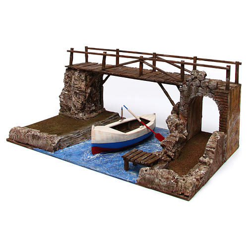 Nativity setting bridge and boat 3