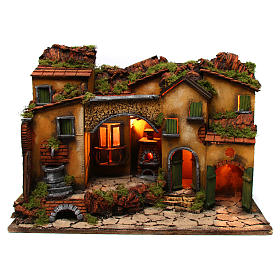Nativity scene setting village with archway and fountain 45x60x40 cm for 6-8 cm characters