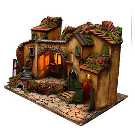 Nativity scene setting village with archway and fountain 45x60x40 cm for 6-8 cm characters
