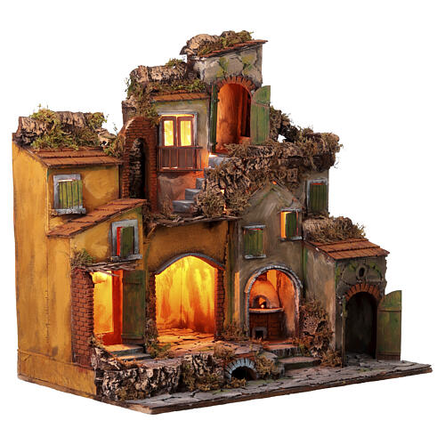 Borgo presepe con arco e fontana 45x60x40 cm per 6-8 cm 5