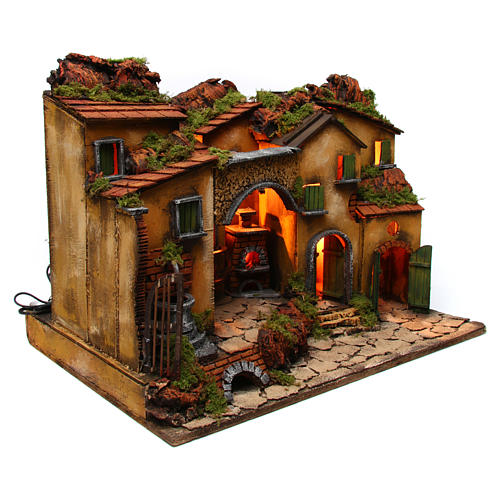 Village with archway and fountain setting for Nativity scene 6-8 cm,  45x60x40 cm 3