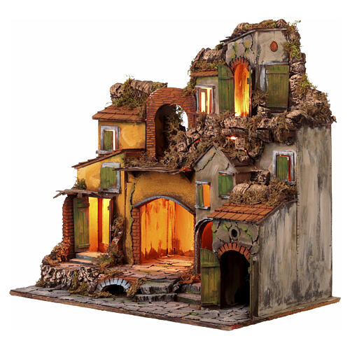 Village with archway and fountain setting for Nativity scene 6-8 cm,  45x60x40 cm 3