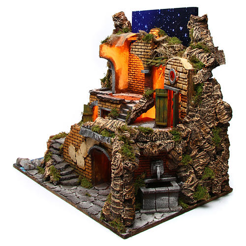 Nativity scene setting Neapolitan style 60x40x55 cm for 8-10 cm characters 2