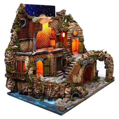 Nativity scene setting Neapolitan style 60x40x55 cm for 8-10 cm characters 3