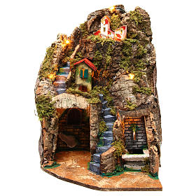 Nativity scene corner setting with fountain 30x30x40 cm for 8-10 cm characters