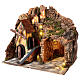 Nativity scene setting with windmill and lighted stable 45x30x35 cm s3