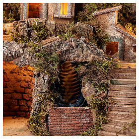 Nativity scene setting Neapolitan village with water stream 40x30x40 cm for 8-10 cm characters