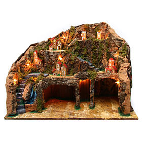 Presépio Napolitano: Aldeia presépio napolitano 60x35x40 cm para figuras de 10-12 cm de altura média