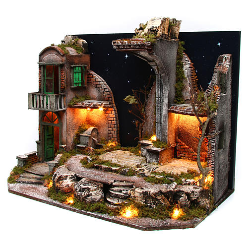Nativity scene setting village with starry sky 75x40x50 cm for 10-12 cm characters 2