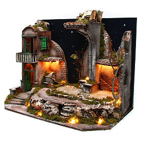Nativity setting village with starry sky 75x40x50 cm for 10-12 cm characters