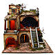 Nativity scene setting Neapolitan style with starry sky and water mill 60x50x65 cm for 10-12 cm characters s1