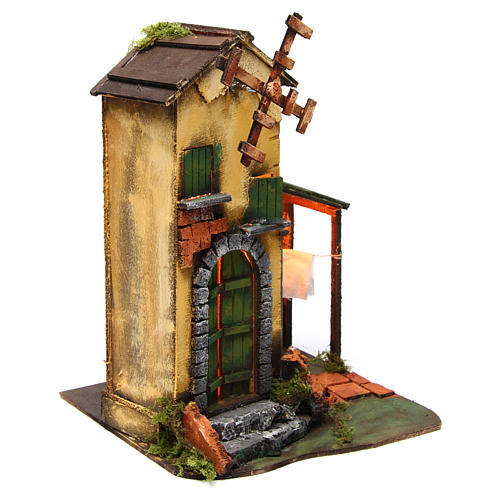 Nativity scene setting windmill with laundry tools 25x25x30 cm for 8-10 cm characters 3