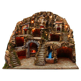 Ambientazioni, botteghe, case, pozzi: Ambientazione napoletana con ruscello e mulino 70x50x60 cm per presepi di 8-10 cm Ambientazioni, botteghe, case, pozzi: Ambientazione napoletana con ruscello e mulino 70x50x60 cm per presepi di 8-10 cm