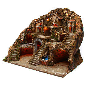 Ambientazioni, botteghe, case, pozzi: Ambientazione napoletana con ruscello e mulino 70x50x60 cm per presepi di 8-10 cm Ambientazioni, botteghe, case, pozzi: Ambientazione napoletana con ruscello e mulino 70x50x60 cm per presepi di 8-10 cm