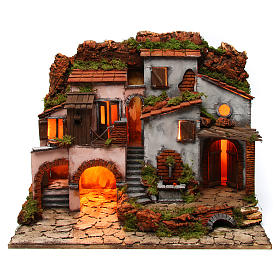Nativity scene setting Neapolitan village with fountain 60x40x50 cm for 6-8 cm characters