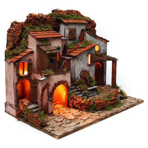 Nativity scene setting Neapolitan village with fountain 60x40x50 cm for 6-8 cm characters 3