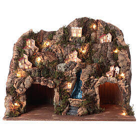 Nativity scene setting with water stream 60x35x50 cm for 10-12 cm characters