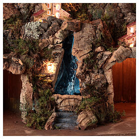 Nativity scene setting with water stream 60x35x50 cm for 10-12 cm characters