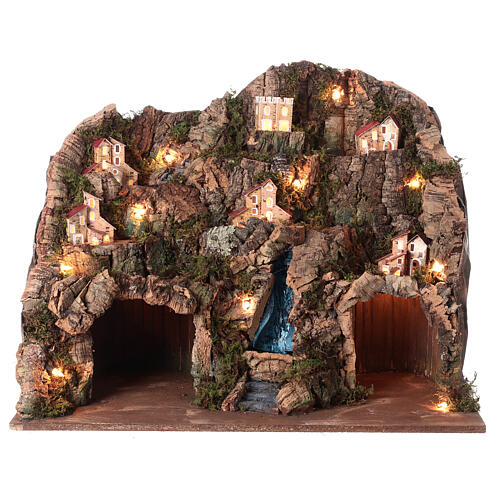 Nativity scene setting with water stream 60x35x50 cm for 10-12 cm characters 1