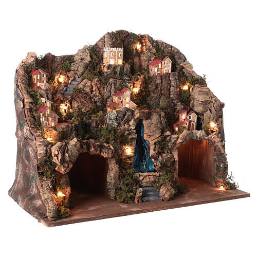 Nativity scene setting with water stream 60x35x50 cm for 10-12 cm characters 4