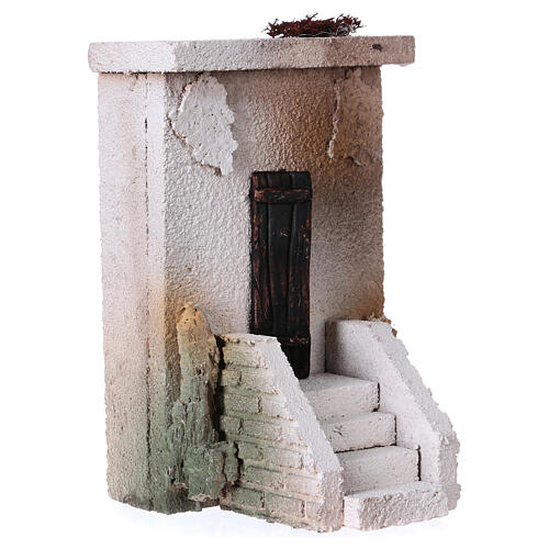 Fasada domku ze schodami, do szopki 7 cm, 15x10x10 3