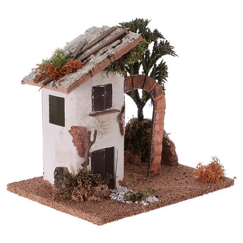 Rustic house in wood and cork for Nativity scene 15x20x15 cm 3