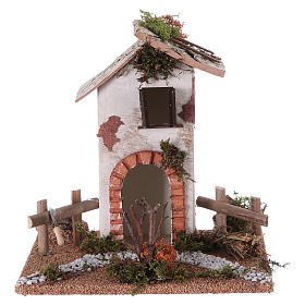 Rustic house for Nativity scene 20x20x15 cm