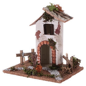 Casa estilo rústico miniatura para presépio 20x20x15 cm