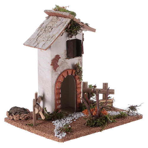 Casa estilo rústico miniatura para presépio 20x20x15 cm 3