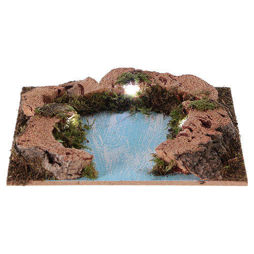 River outlet for Nativity scene with lights, battery-powered 15x15 cm 1