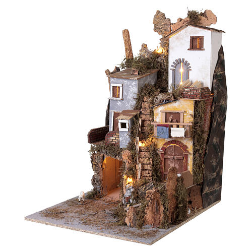 Ambientazione presepe luci grotta Natività fontana 45x50x70 cm MOD. A 3