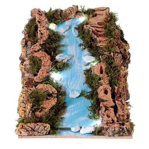 Waterfall for Nativity scene with lights, battery-powered 15x20x15 cm 1