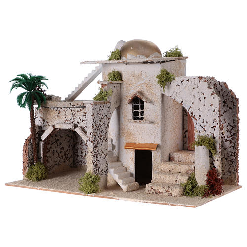 Traditional arab house with palm tree for Nativity scene 35x20x20 cm 2
