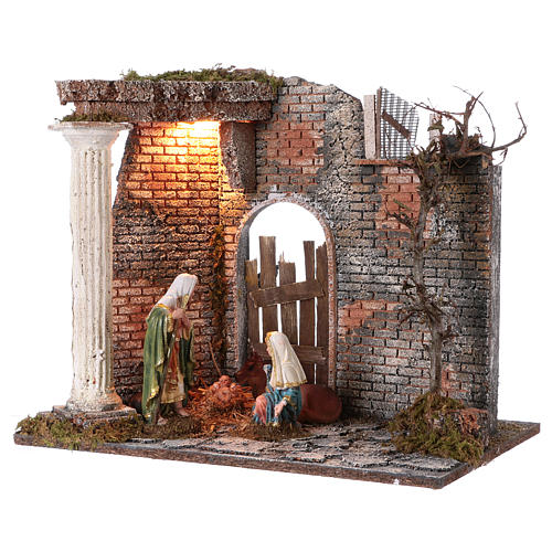 Temple with lights for Nativity scene 45x30x40 cm 3