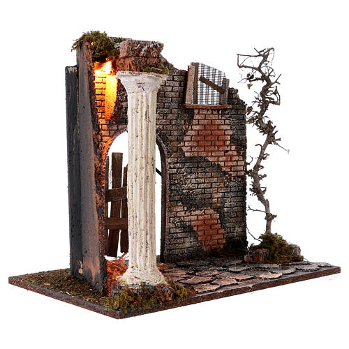 Temple with pillar and lights for nativity scene 45x30x40 cm 3