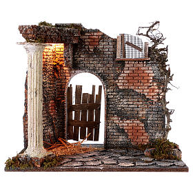 Tempio con colonna e luci presepe 45x30x40 cm