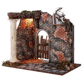 Tempio con colonna e luci presepe 45x30x40 cm