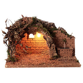 Rustic hut and fountain 25x40x30 cm for Neapolitan Nativity Scene