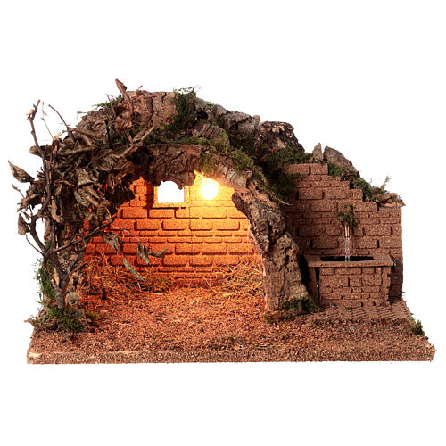 Rustic hut and fountain 25x40x30 cm for Neapolitan Nativity Scene 1