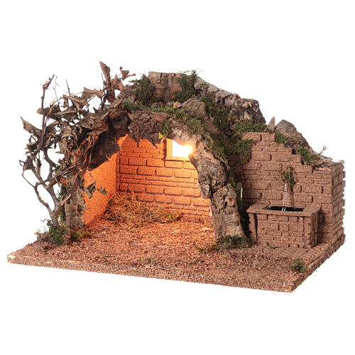 Rustic hut and fountain 25x40x30 cm for Neapolitan Nativity Scene 3