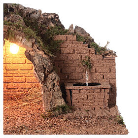 Neapolitan Nativity Scene stable with fountain 15x42x30 cm