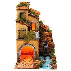 Landhaus mit Wassermühle 35x25x25cm neapolitanische Krippe