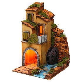 Building with water mill for Neapolitan Nativity scene 35x25x25 cm